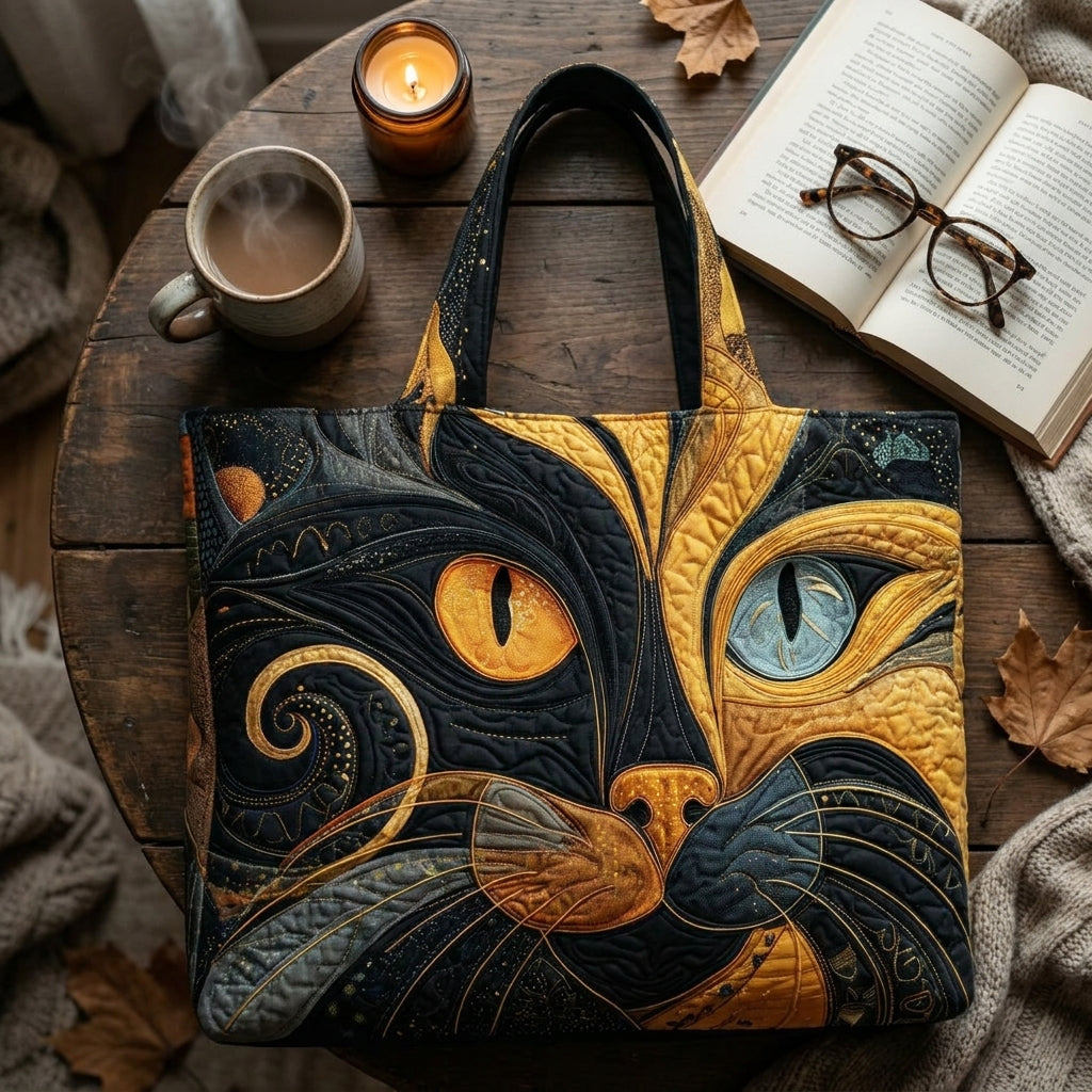 Mystische Katze — Handwerklich gesteppte Tasche
