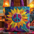 Sonnenblume, sonniger Frieden — gesteppter Shopper
