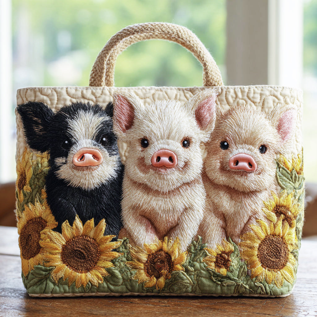Sonnenblumenschwein — gesteppter Shopper