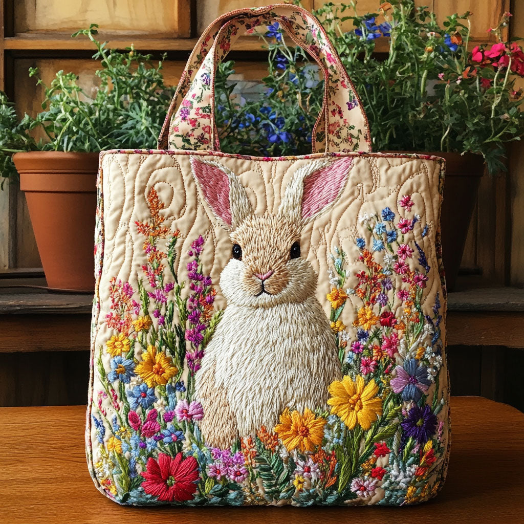 Häschen mit Blume — gesteppter Shopper
