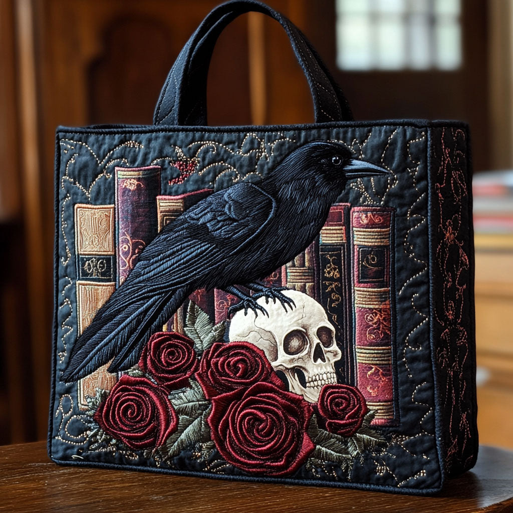Mystischer Rabe mit Buch — Gesteppter Shopper