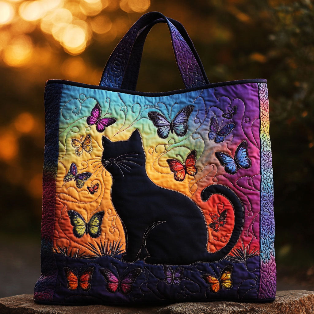 Katze mit Dichterherz — gesteppter Shopper