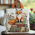Fuchs mit Büchern — gesteppter Shopper