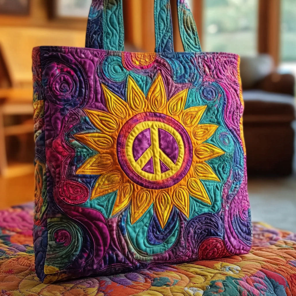 Sonnenblume in Erdtönen — gesteppter Shopper