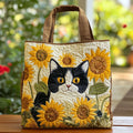 Charmante schwarz-weiße Katze — gesteppter Shopper