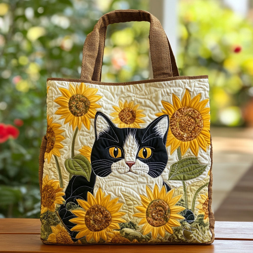 Charmante schwarz-weiße Katze — gesteppter Shopper
