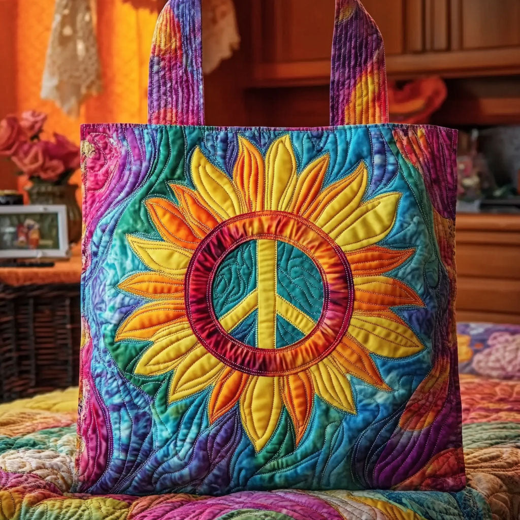 Ländliche Sonnenblume — gesteppter Shopper