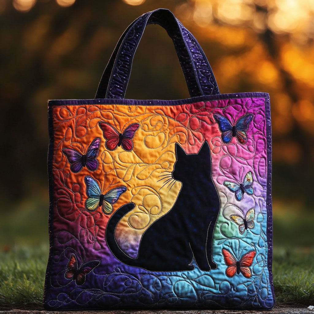 Katze mit Mondhof — Gesteppter Shopper