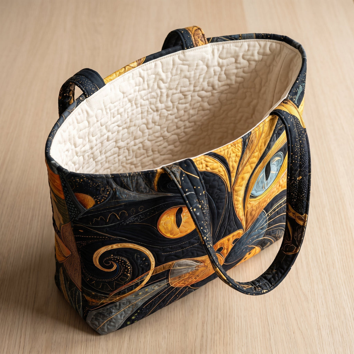 Mystische Katze — Handwerklich gesteppte Tasche