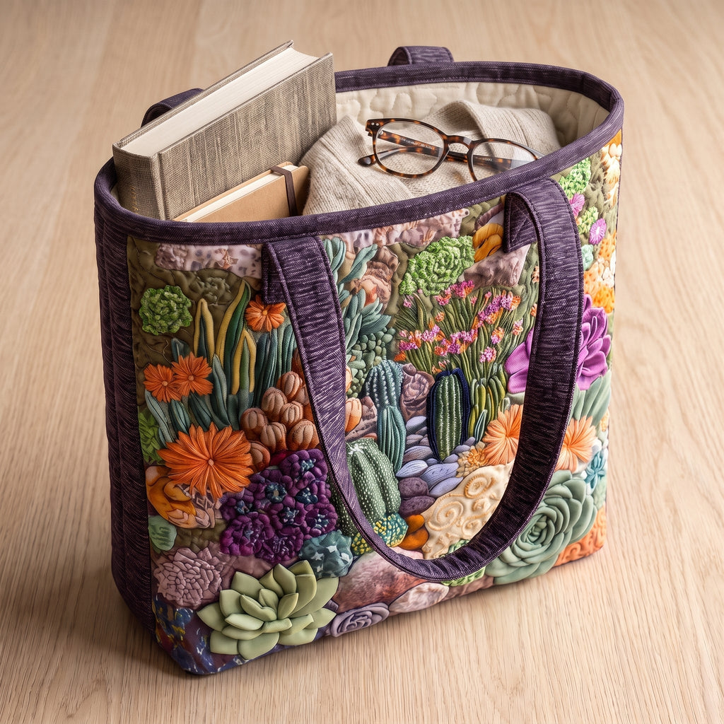 Sukkulentengarten — Handwerklich gesteppte Tasche