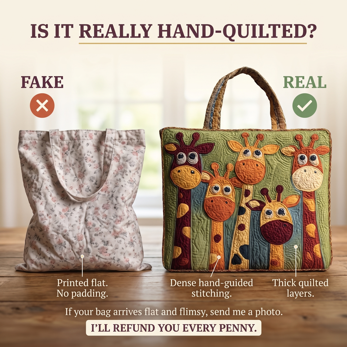 Giraffe — Handwerklich gesteppte Tasche