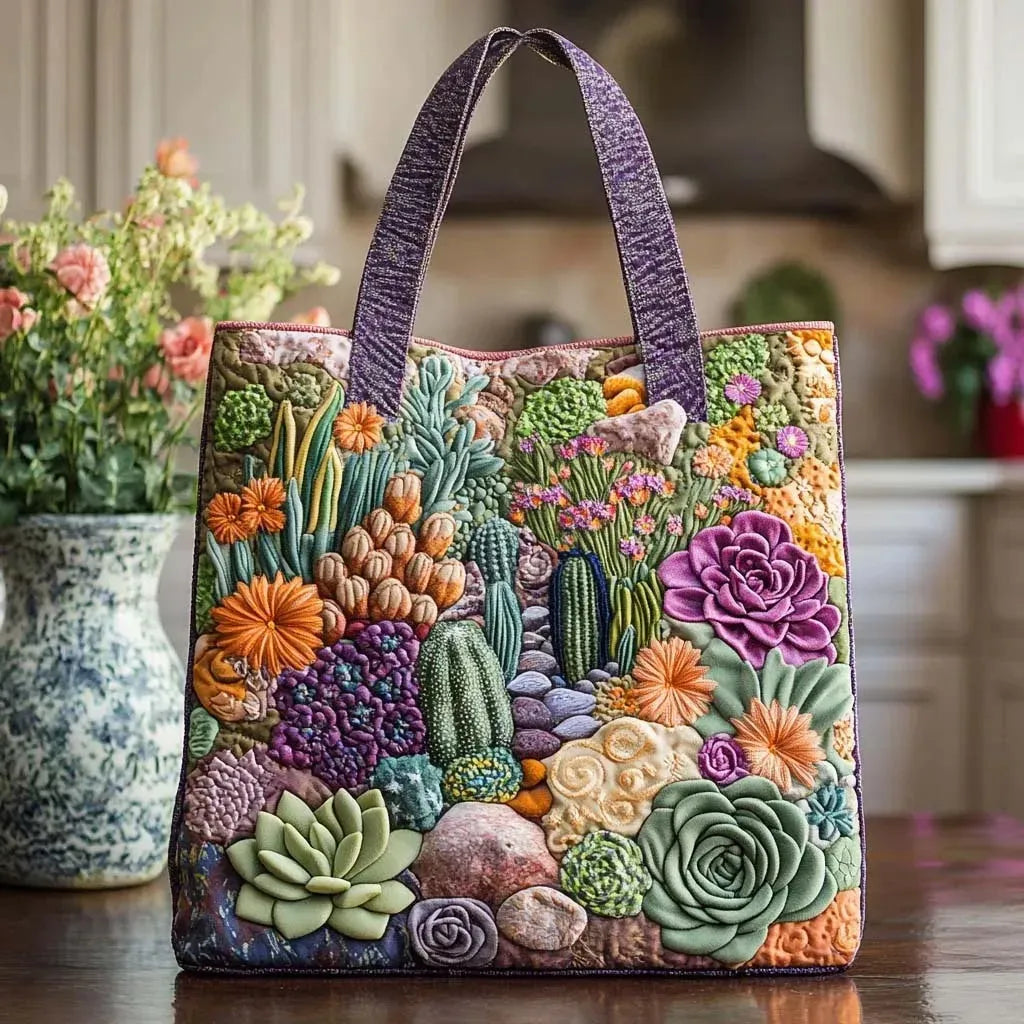 Sukkulentengarten — Handwerklich gesteppte Tasche