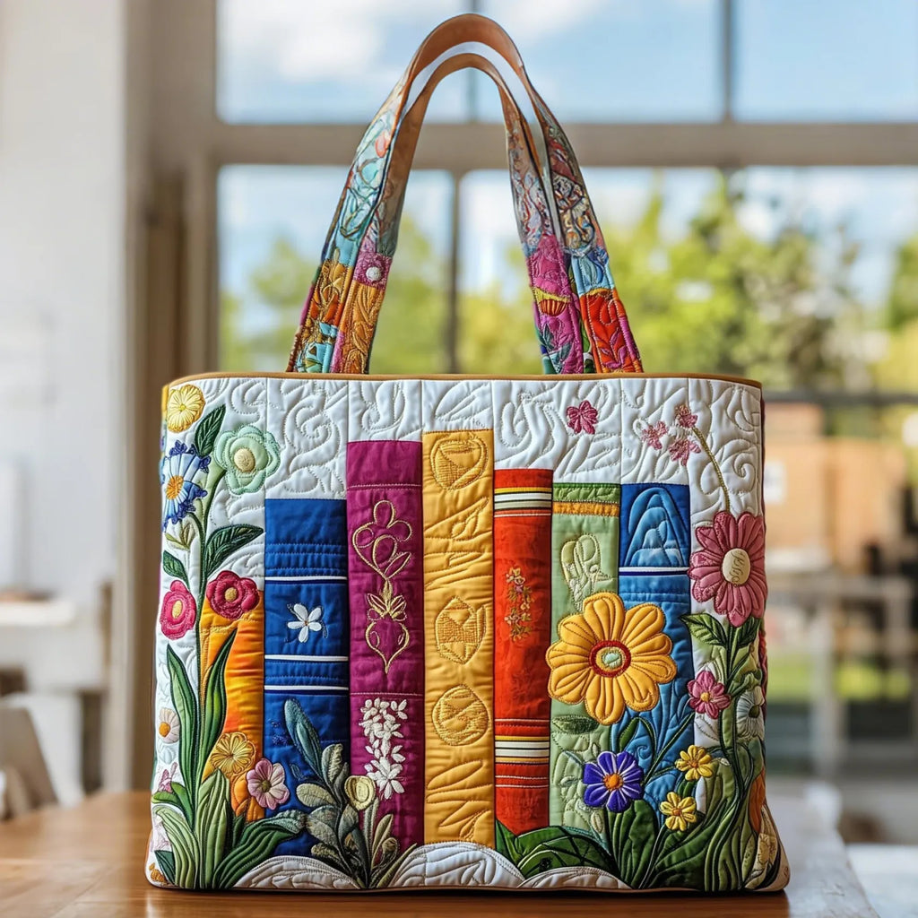 Blumenbibliothek — handwerklich gesteppte Tasche