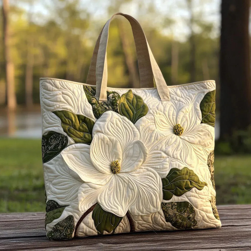 Elegante weiße Lilien — Handwerklich gesteppte Tasche