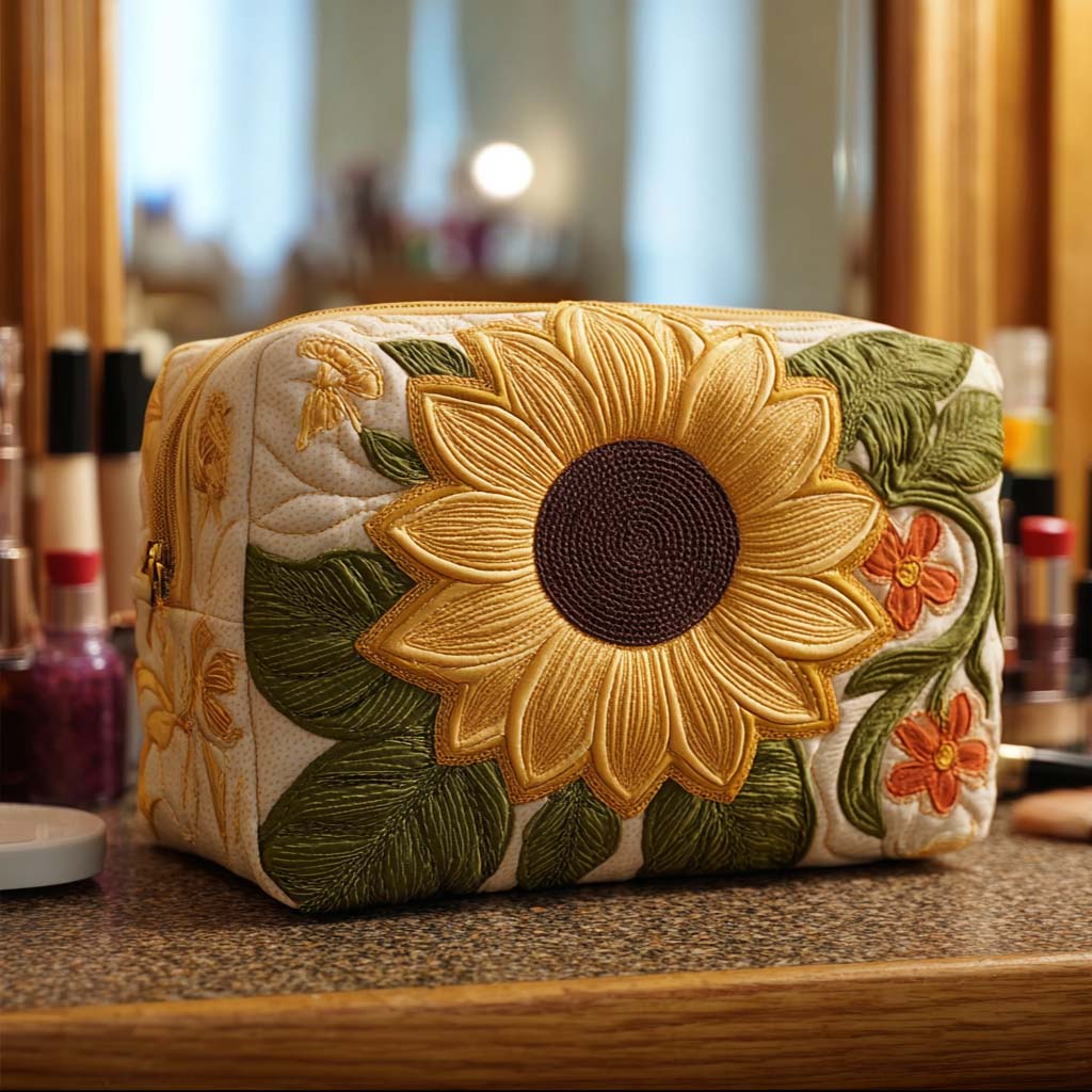 Helle Blüte — gesteppte Kosmetiktasche