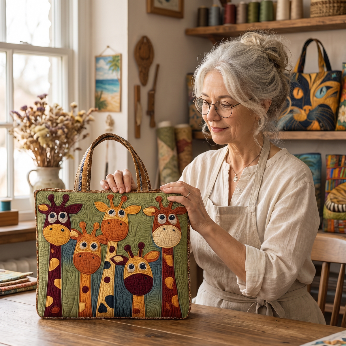 Giraffe — Handwerklich gesteppte Tasche