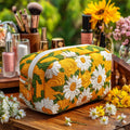 Gänseblümchen-Träume — gesteppte Kosmetiktasche