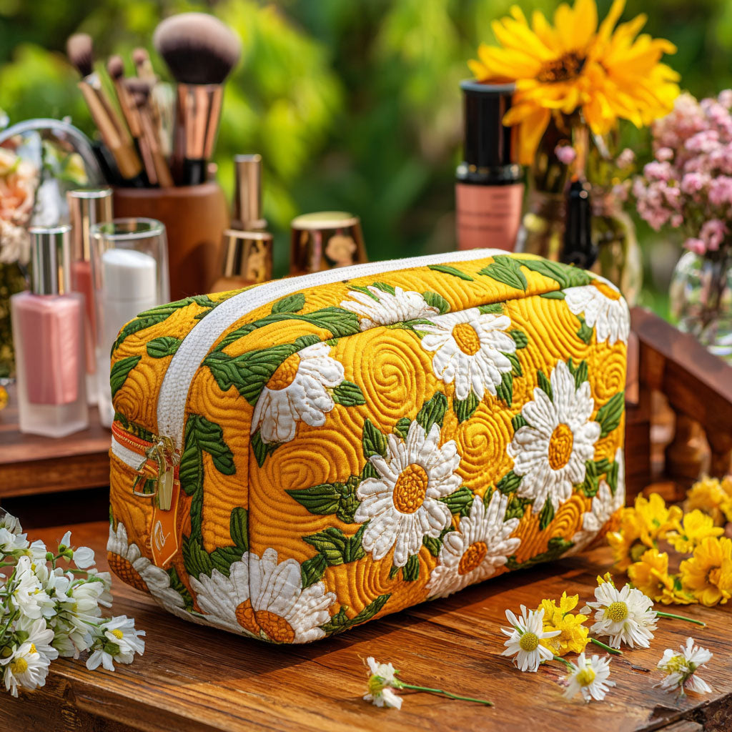 Gänseblümchen-Träume — gesteppte Kosmetiktasche