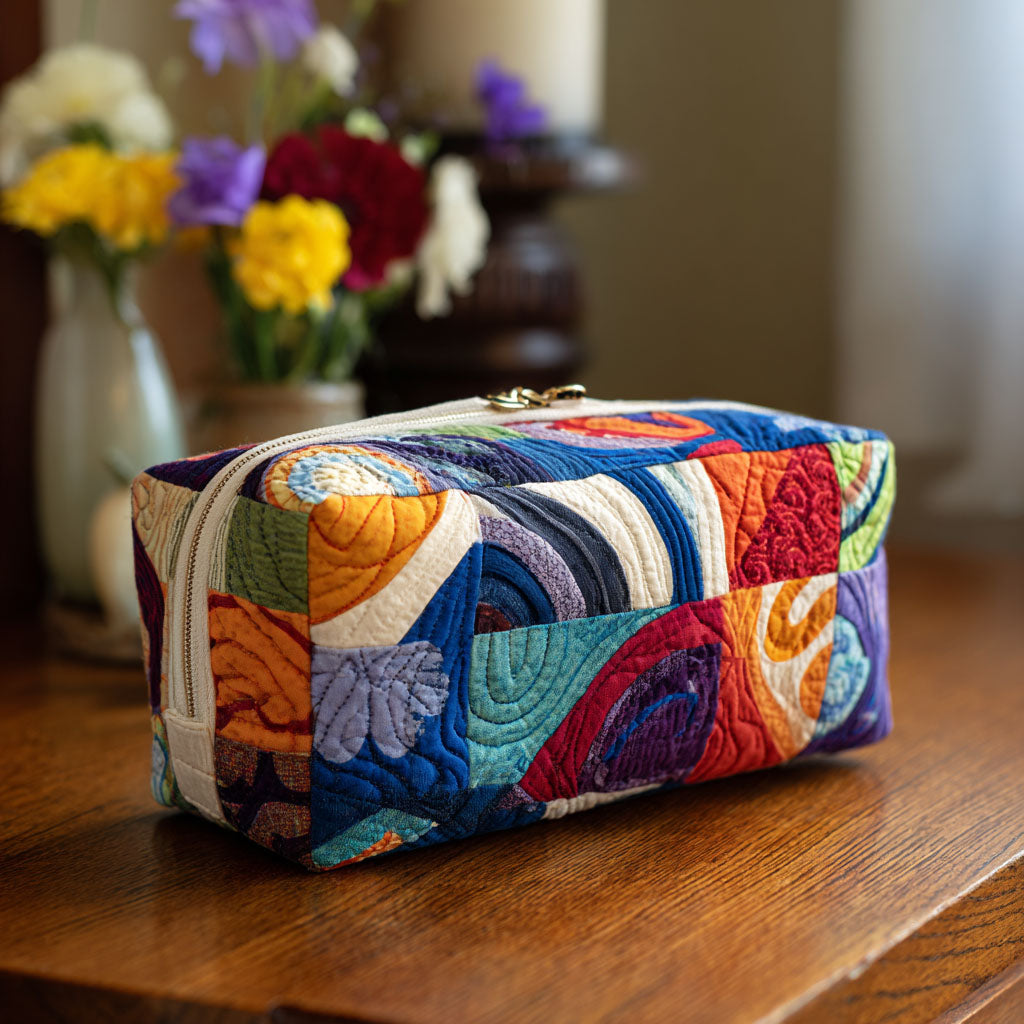 Groovy Wellen — gesteppte Kosmetiktasche