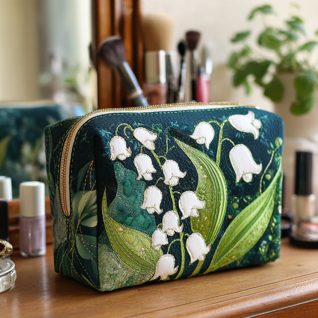 Lilien-Grazie — gesteppte Kosmetiktasche