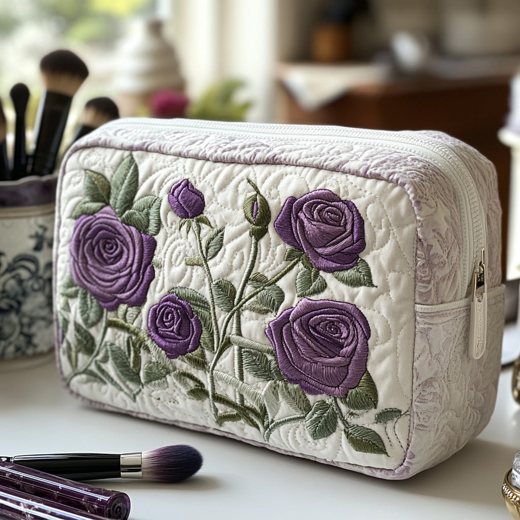 Blüte im Mondlicht — gesteppte Kosmetiktasche
