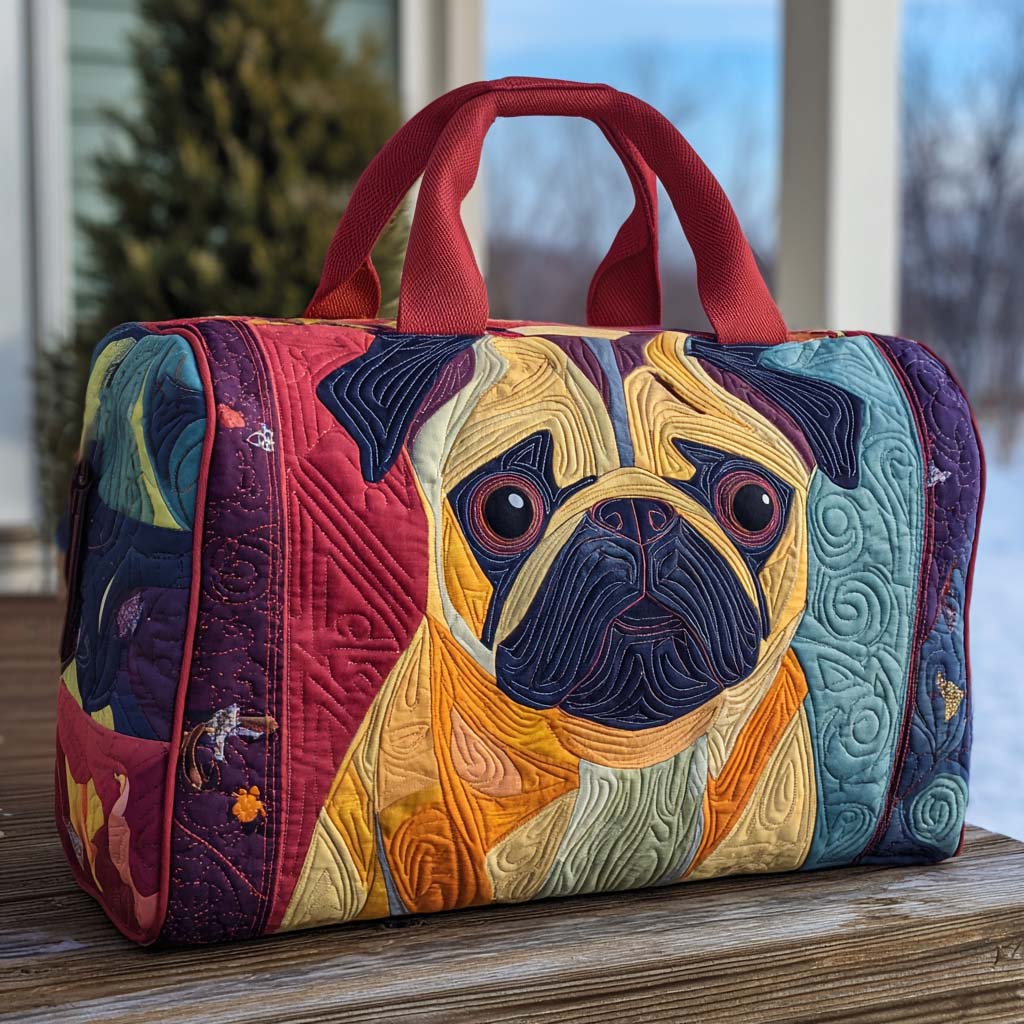 Mops-Charme — gesteppter Weekender