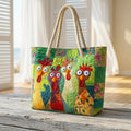 Eigensinniges Huhn — handwerklich gesteppte Strandtasche