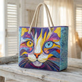 Kattitude — handwerklich gesteppte Strandtasche