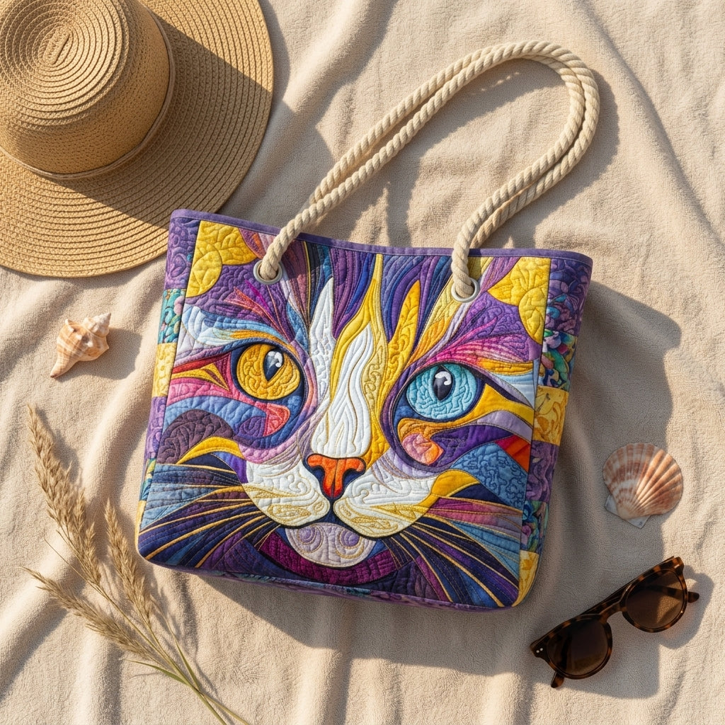 Kattitude — handwerklich gesteppte Strandtasche