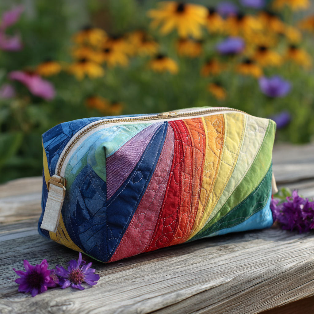 Regenbogenstrom — gesteppte Kosmetiktasche