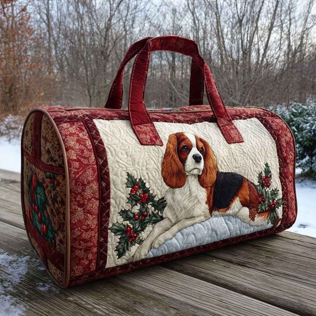 Spaniel mit Schneeflocken — gesteppter Weekender