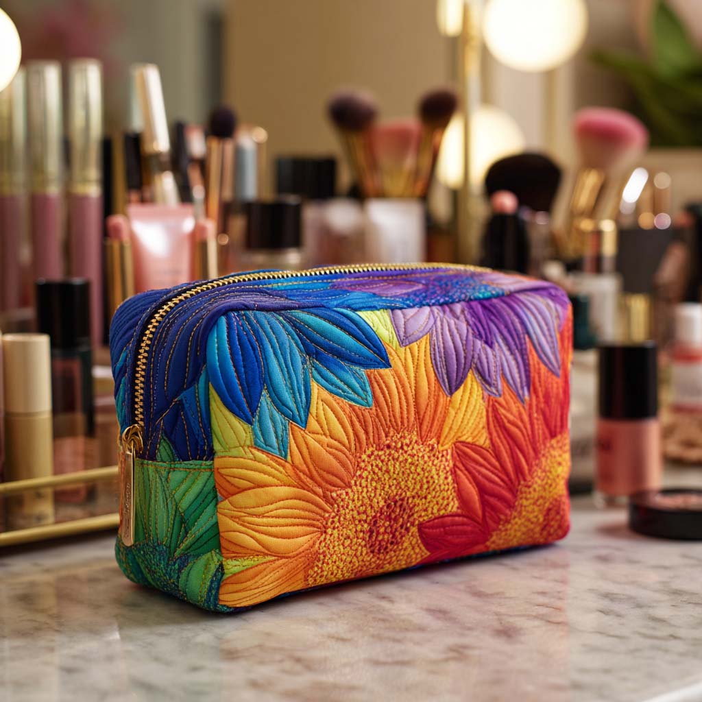 Sommerblüte — gesteppte Kosmetiktasche