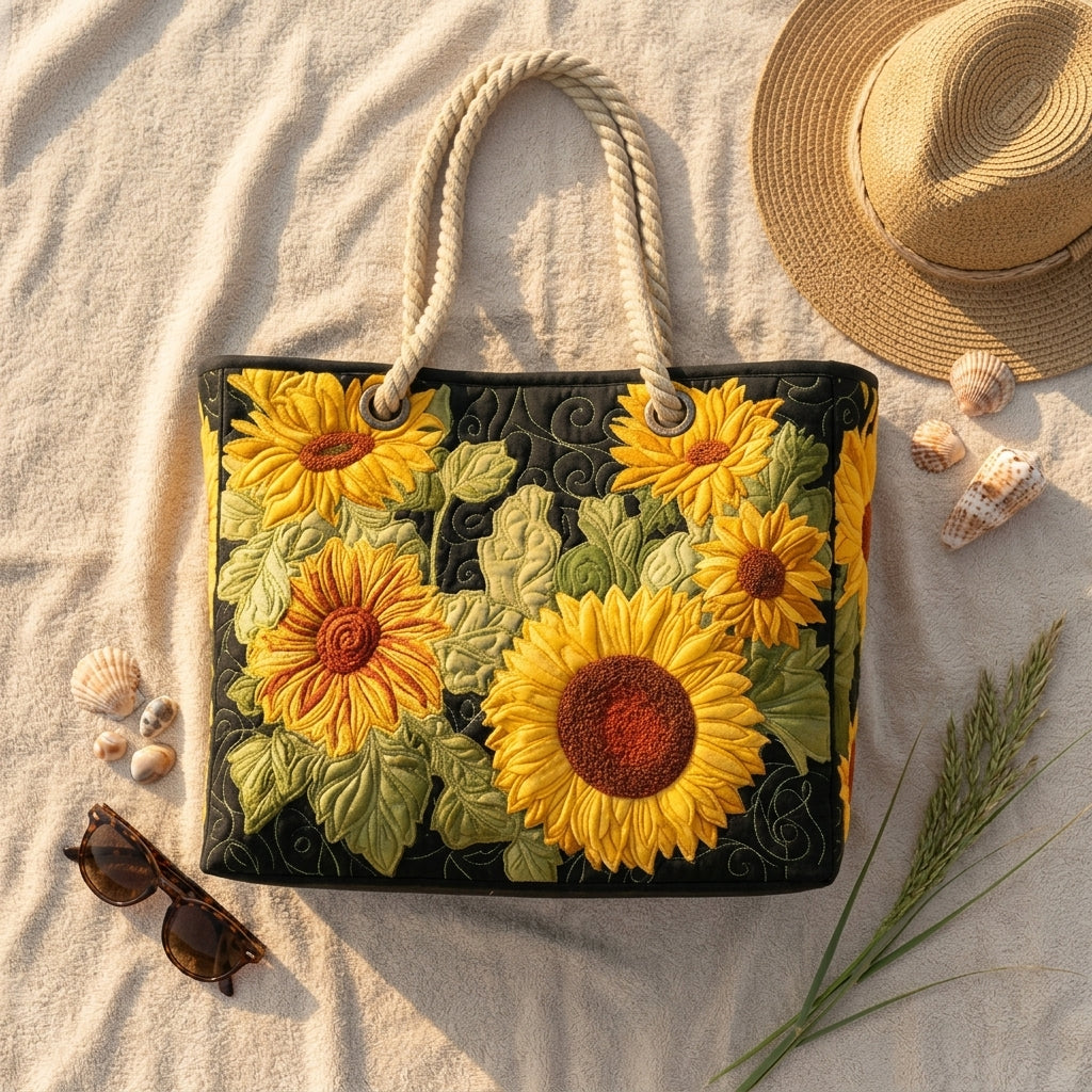 Sonnenblume — handwerklich gesteppte Strandtasche