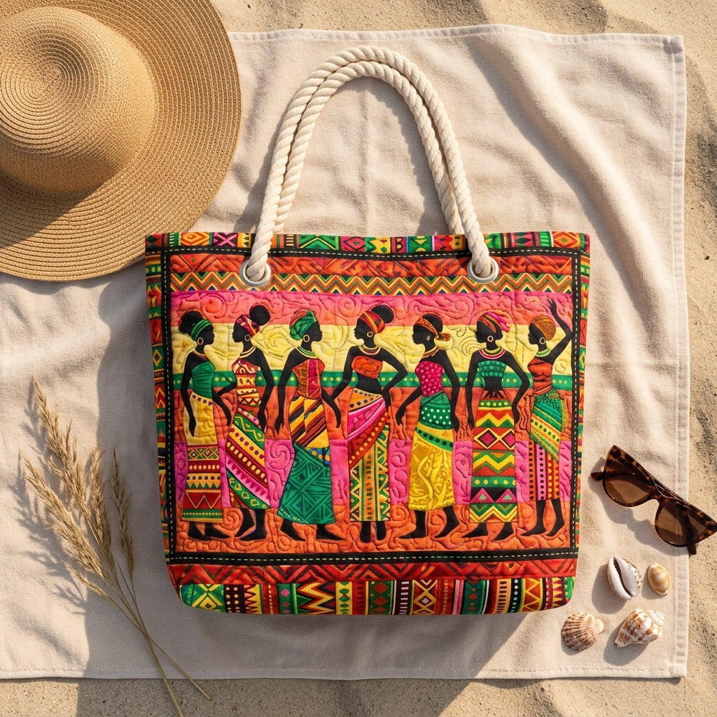 Königinnen des Melanins — handwerklich gesteppte Strandtasche