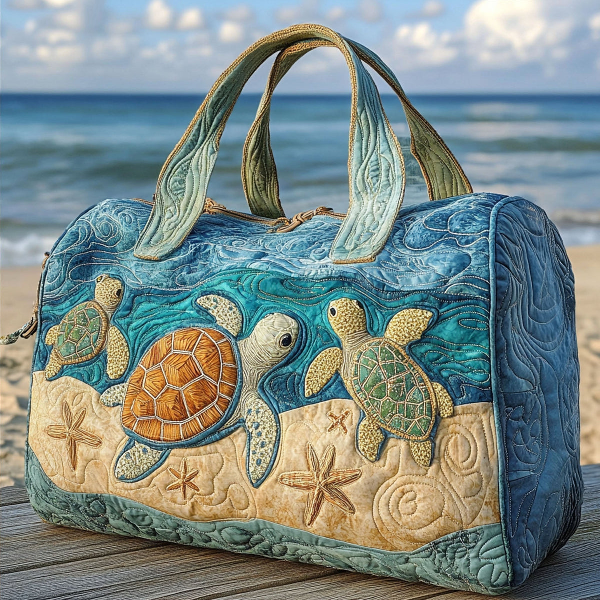 Schildkröten-Süß — gesteppter Weekender