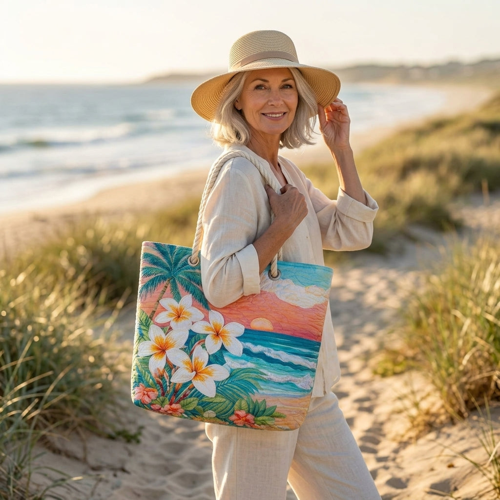 Tropischer Geist — handwerklich gesteppte Strandtasche