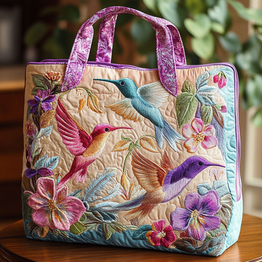 Kolibri und Blume — Gesteppter Shopper