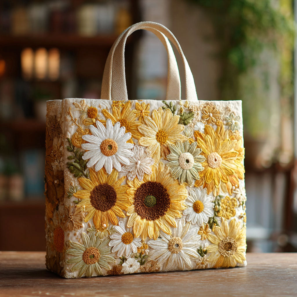 Sonnenblume auf der sonnigen Wiese — gesteppter Shopper