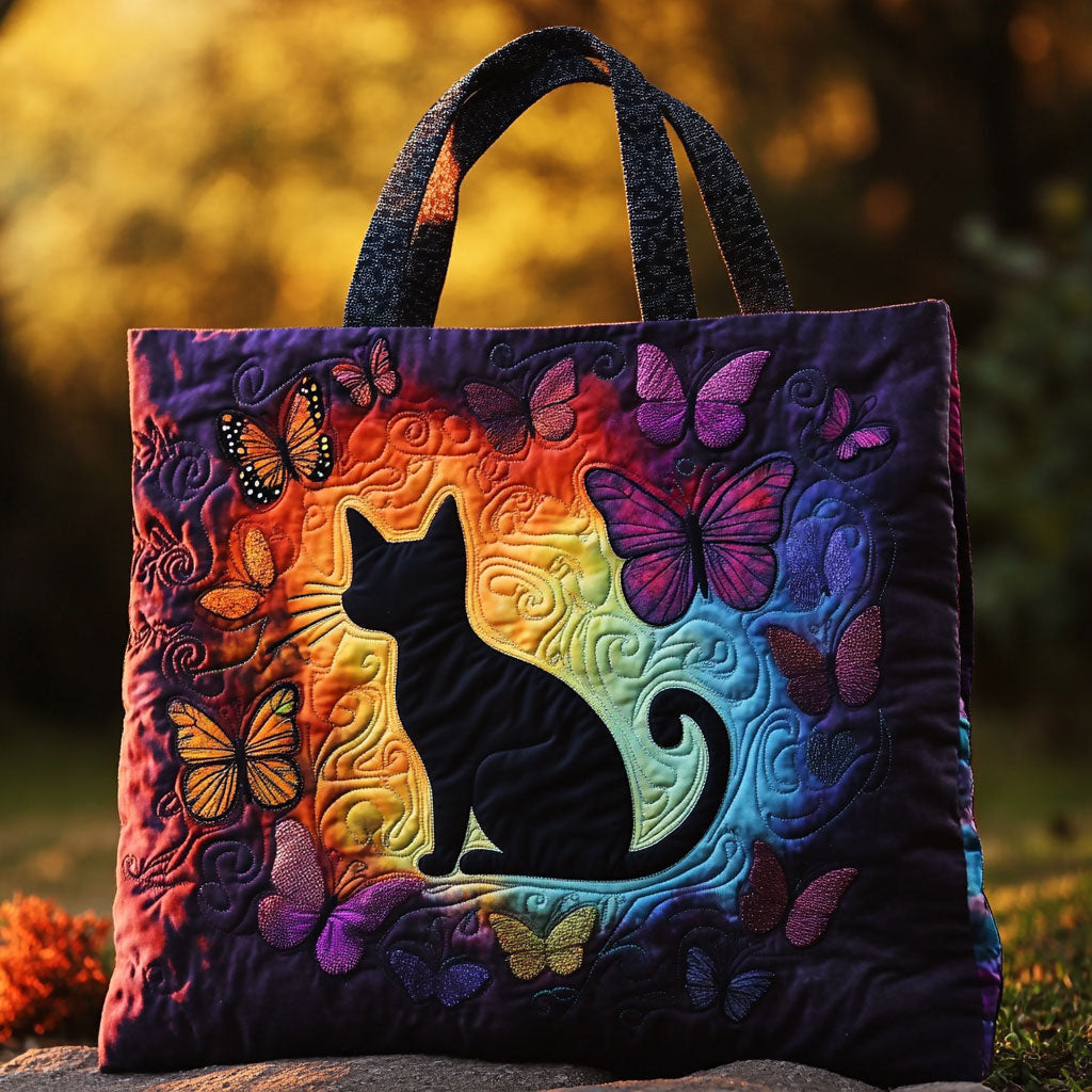Katze mit Schmetterlingswunsch — Gesteppter Shopper