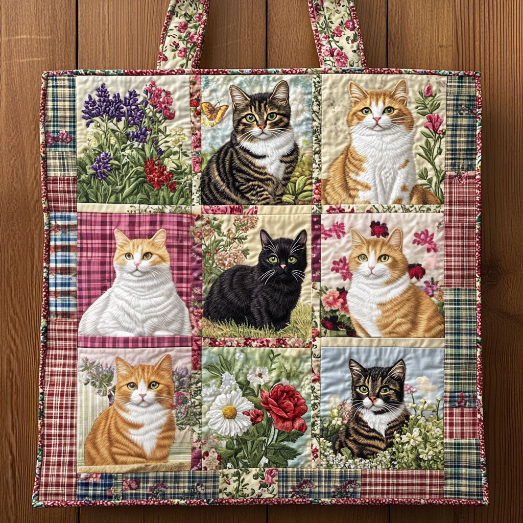 Sonnenblumenkatze — gesteppter Shopper