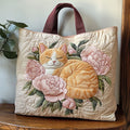 Katze zwischen den Pfingstrosen — Gesteppter Shopper