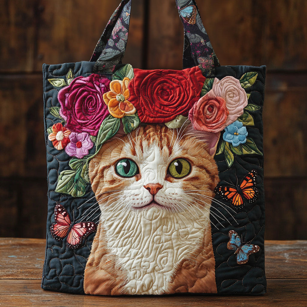 Schnurrhaare zwischen Blumen — Gesteppter Shopper