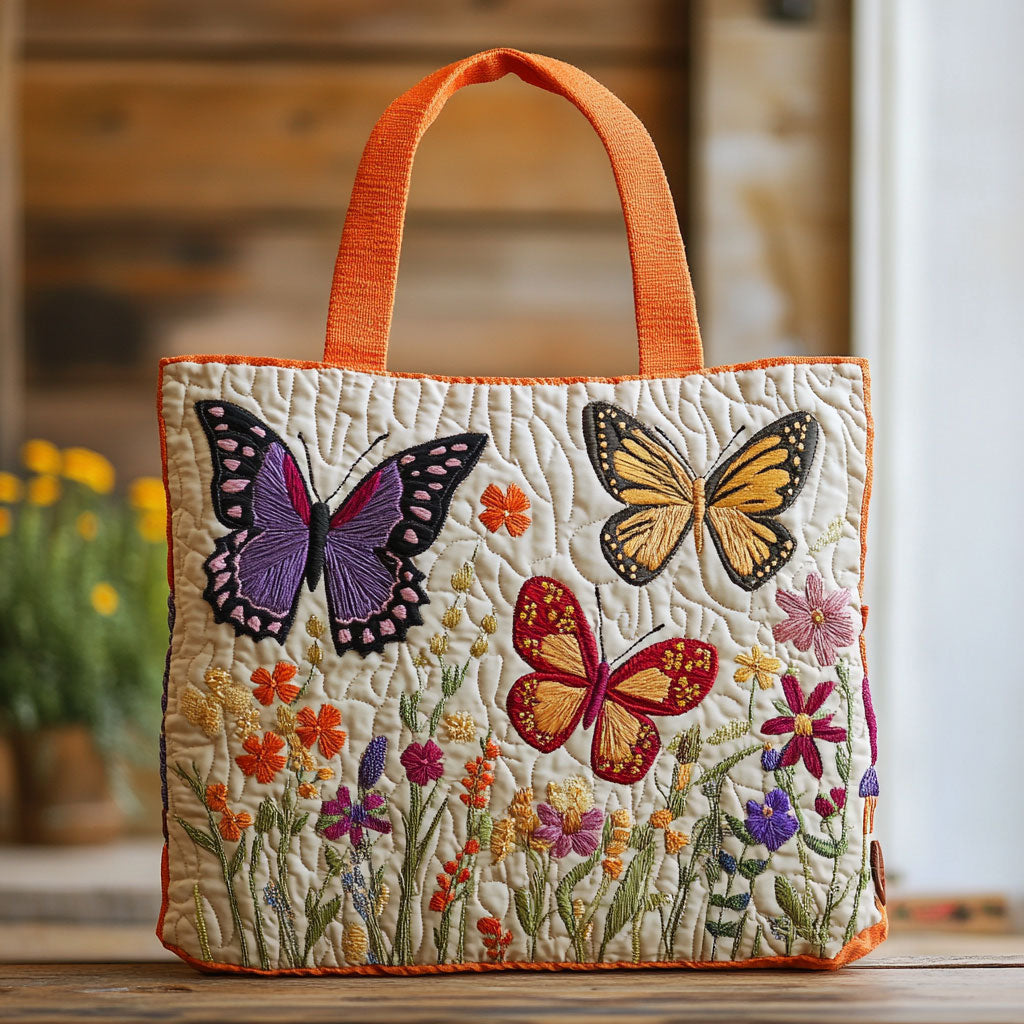 Schmetterlingsgarten voller Blumen — gesteppter Shopper