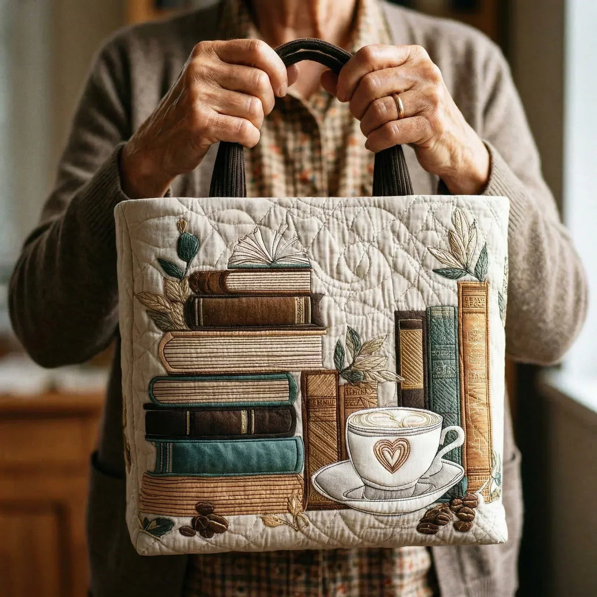 Kaffee und ein Kapitel — Handwerklich gesteppte Tasche