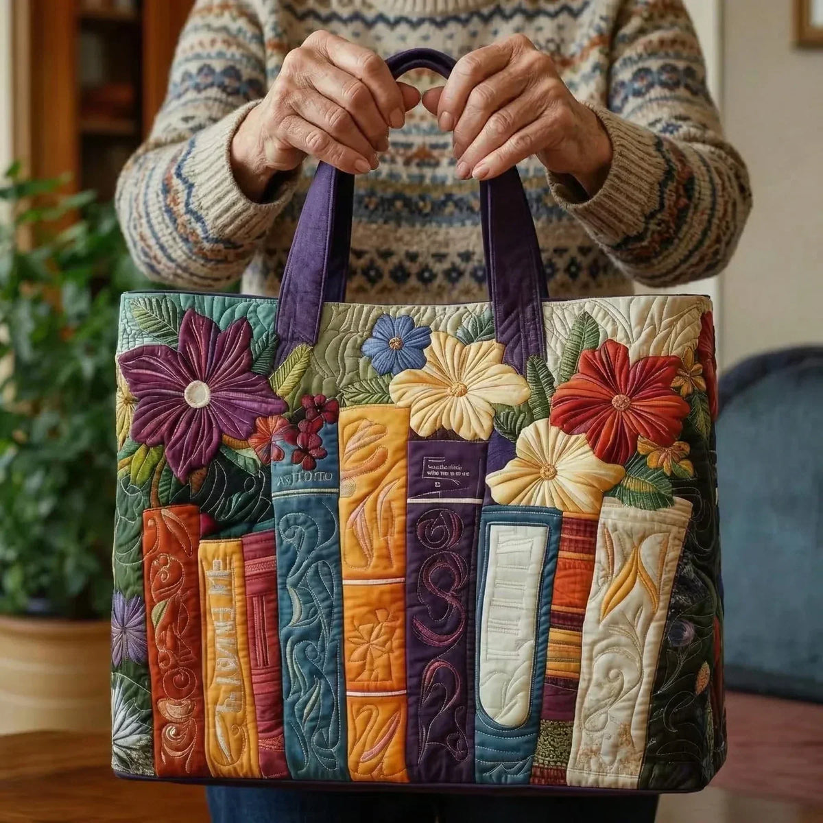 Bücherliebhaber — handwerklich gesteppte Tasche