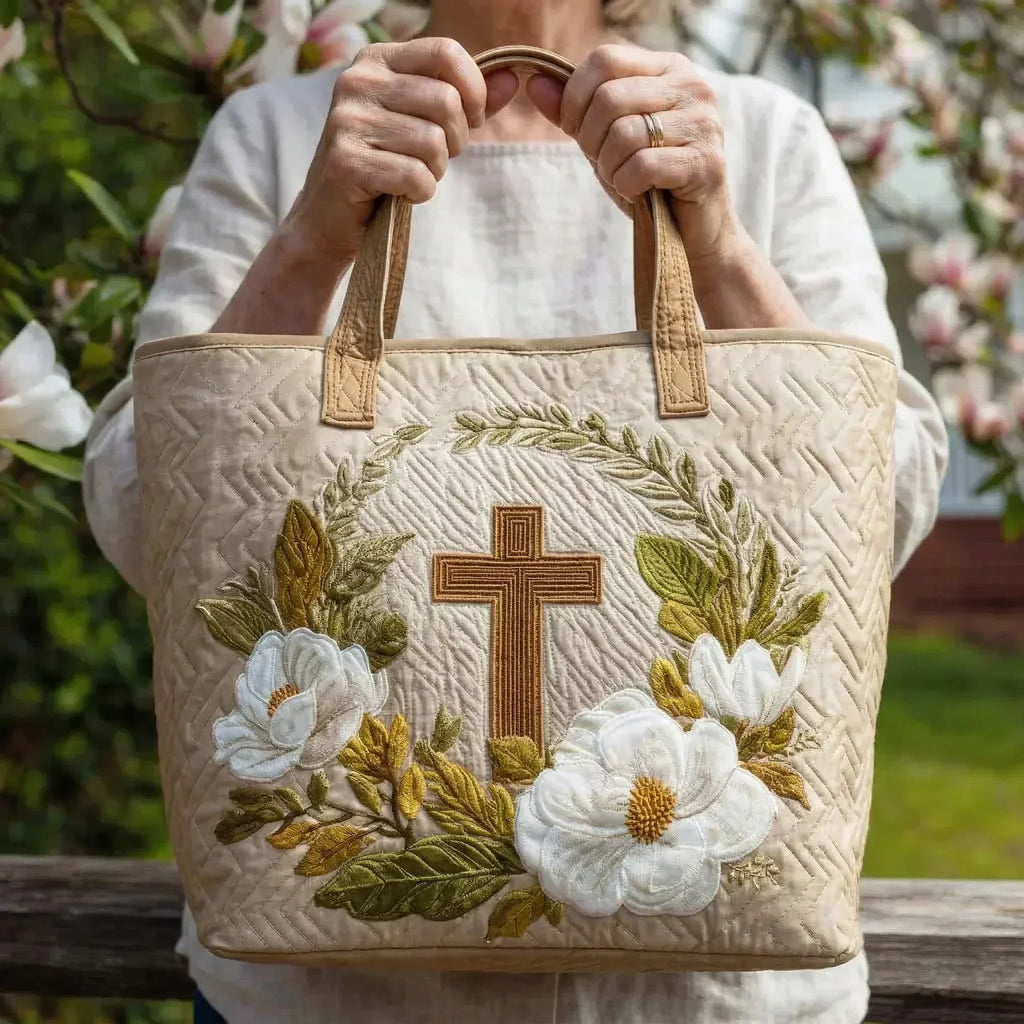 Heiliges Kreuz — handwerklich gesteppte Tasche