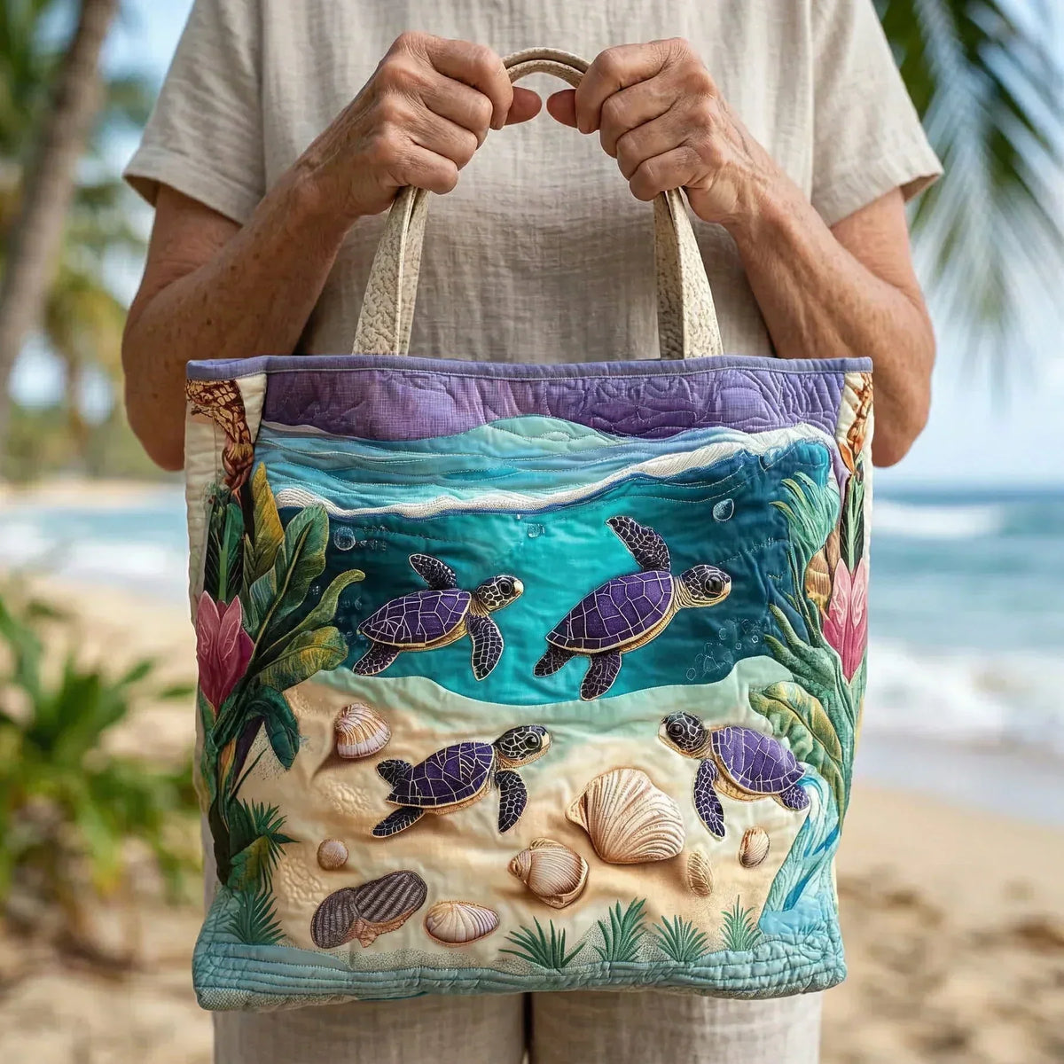 Geist der Lagune — handwerklich gesteppte Tasche